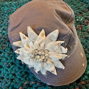 Gently used, shabby chic cap